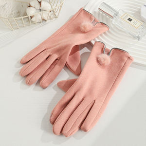 Women's Winter Fur Ball Thin Velvet <b>Gloves</b> Lightweight Touch Screen <b>Warm</b> <b>Gloves</b> Fashion Multifunctional for Cycling - Product Image 6