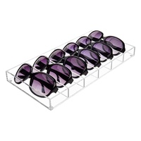 Acrylique transparent 6 compartiments porte-lunettes de soleil présentoir organisateur mallette de rangement pour lunettes de lecture bijoux maquillage parfum