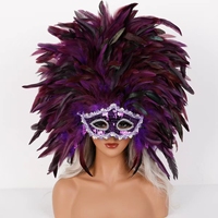 Masque en plumes élégant fait à la main avec des paillettes pour les spectacles sur scène et les bals masqués, adultes unisexe