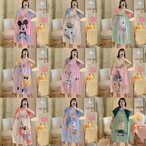 Áo ngủ nữ mùa hè mỏng tay ngắn mới Internet phong cách phổ biến đồ ngủ hoạt hình dễ thương ăn mặc lỏng lẻo - Product Image 1