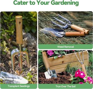 Échantillon gratuit : Ensemble d'outils de jardinage avec manches en bois, outils de désherbage, incluant des gants et un sac - Product Image 4