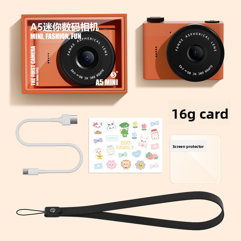 วินเทจสีส้ม+การ์ด 16G+สติ๊กเกอร์+เชือกเส้นเล็ก+ชาร์จ