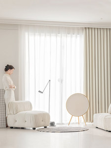 Rideau occultant plissé ZSTARR haut de gamme en faux chenille, style crème moderne, sur mesure pour salon et fenêtre flottante - Product Image 1