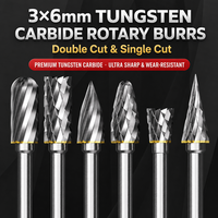 Fraiseuses rotatives en carbure de tungstène 3x6mm à double coupe, ensemble de têtes de meulage pour meuleuse, pour acier inoxydable et sculpture sur bois