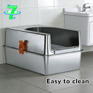 Caja de Arena para Gatos de Acero Inoxidable DSDT, Resistente, Duradera, Fácil de Limpiar, con Control de Olores, Molde Personalizado para Proveedores Profesionales de Mascotas, CLB-035 - Product Image 2