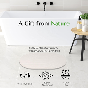 מחצלת אמבטיה דקה במיוחד, בעלת צורה אליפטית בהתאמה אישית, מתייבשת באופן מיידי, נגד החלקה, עשויה מאדמת דיאטומית, עם דוגמא חרוטה, משמשת גם כמחצלת ייבוש למטבח. - Product Image 5