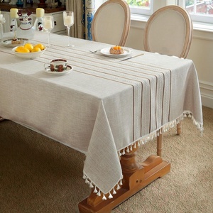 Sẵn sàng kho hình chữ nhật bàn ăn bao gồm đối xứng sọc dập nổi đơn giản nhà Bìa Thêu Bông Vải Lanh - Product Image 1