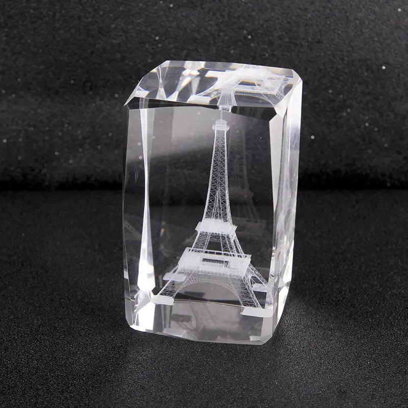 Honor of crystal-cubos de cristal grabados con láser 3d, Torre Eiffel de París, en blanco, regalo de recuerdo, 2023