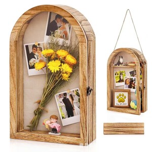 Boîte de présentation murale en bois cintrée transfrontalière pour afficher des photos, des fleurs séchées et des objets décoratifs ; idéale pour - Product Image 5