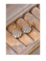 Boucles d'oreilles créoles unisexe tendance en or 18 carats avec incrustation de coquillages, diamants de laboratoire CVD et HPHT certifiés IGI, bijoux résistants au ternissement