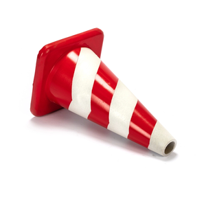 Cône d'avertissement de sécurité routière en caoutchouc flexible de 18 ''450mm à haute visibilité avec réflecteur blanc pour une utilisation sur la chaussée - Product Image 1