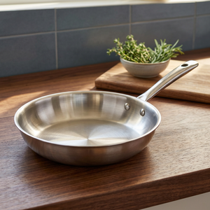 Sartén de acero inoxidable SS 304 de 24 cm con tapa, utensilio de cocina de inducción de alta resistencia para restaurante y uso doméstico. - Product Image 6