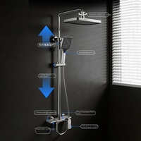Ensemble de douche chaud et froid en cuivre, multifonctionnel, avec rangement, affichage numérique, éclairage LED, mural et à main
