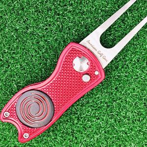 Vente à chaud Outil de réparation de mottes de golf en métal de luxe personnalisé Switchblade Pitchfork <span class=keywords><strong>Gazon</strong></span> en alliage de zinc Vente à chaud en alliage de zinc - Product Image 6