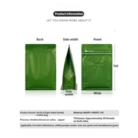 Sacs à café en aluminium étanches de qualité alimentaire à fond carré, torréfaction foncée, 1/4 LB, 1/2 LB, 1 LB, 2 LB, avec valve unidirectionnelle, vente en gros