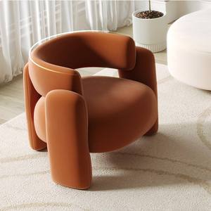 Fauteuil individuel de luxe moderne en velours durable avec repose-pieds, design confortable pour chambre, salon, hôtel, fauteuil d'appoint de loisirs - Product Image 2