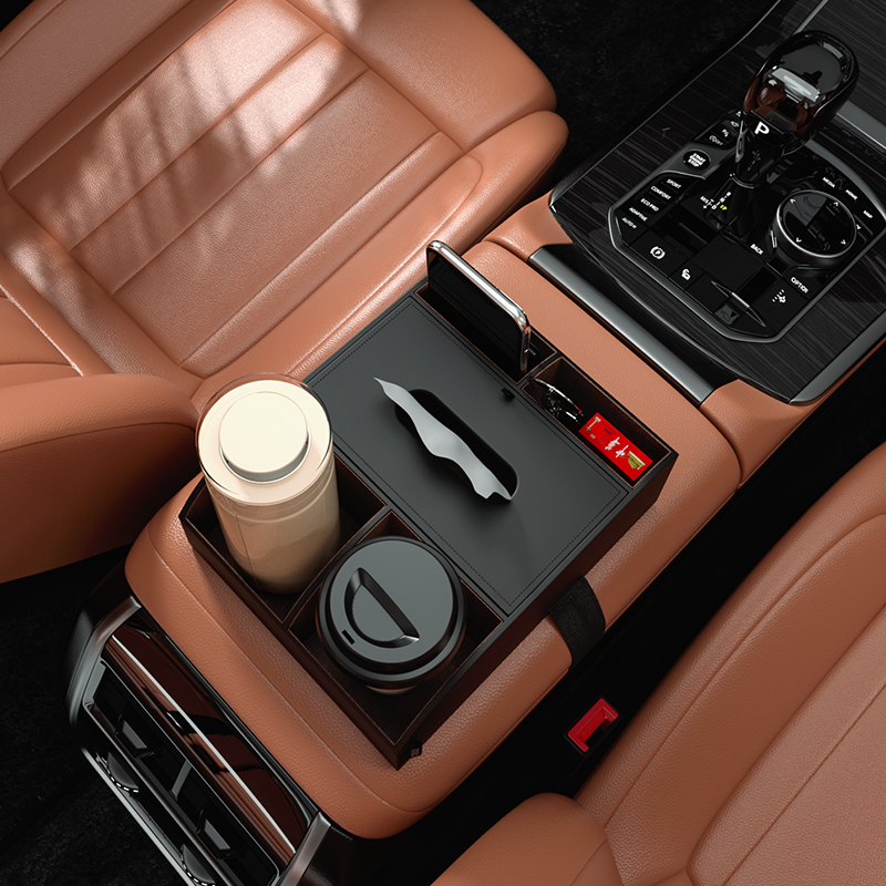 GUMEI Car Armrest Storage Box with 2 Foldable Cup Holders - CZFSX06A01 Model - Guangzhou Gumei Tradi