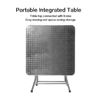 Table à manger pliante carrée en acier gaufré de 80cm meubles pliables d'intérieur et d'extérieur pour café-restaurant, camp, pique-nique, cantine