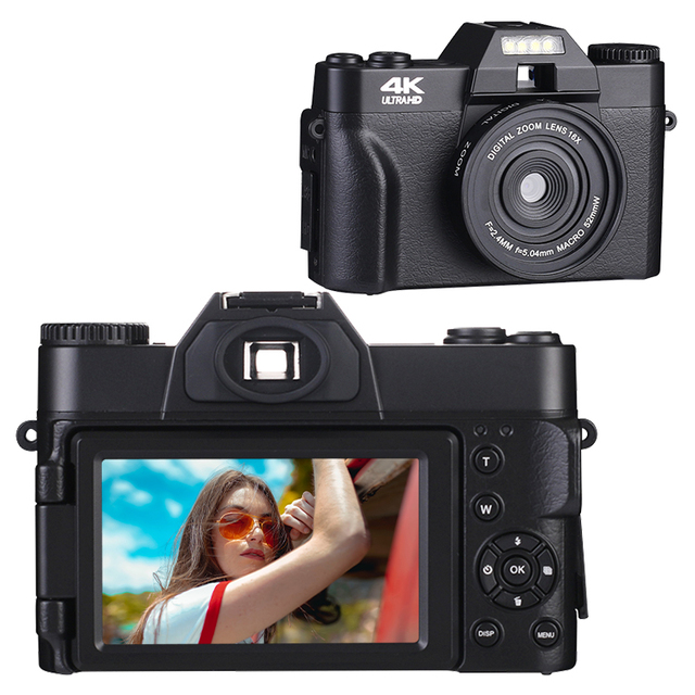 Online Best Seller 4K Point and Shoot Digital Camera With View Finder 180 Degree Flip Screen Selfie Vlog Photo