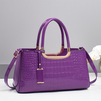 Sac à main de mariée en cuir verni brillant pour femme, motif crocodile, élégant, avec fermeture éclair, option sac fourre-tout ou bandoulière, Nouveauté 2025