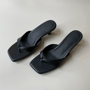 รองเท้าแตะผู้หญิงแบบหนีบปลายเท้าสไตล์ย้อนยุค, รองเท้าลำลองส้นสูงสำหรับฤดูร้อน - Product Image 4