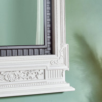 Miroir mural ART NEST EFRS240063 pour salon, style rustique, écologique, grand format, cadre en bois blanc et noir avec motif floral sculpté