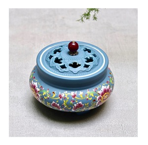 Genuine Quality Incense Burner with Round Shaped Floral Designed <b>Printed</b> Trendy Style Incense Burner For Sale - Product Image 2