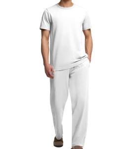 Conjunto <span class=keywords><strong>de</strong></span> ropa <span class=keywords><strong>de</strong></span> casa para <span class=keywords><strong>hombre</strong></span>, pijamas cómodos <span class=keywords><strong>de</strong></span> punto suave, manga corta y pantalones largos con estampado térmico completo para el verano - Product Image 2
