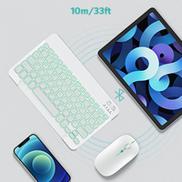 Mouse nirkabel dan Keyboard Rgb lampu 7 warna, Keyboard dan Mouse bluetooth Backlit 7 warna Kombo untuk ipad ke-10 ipad 9 Pro Mini air