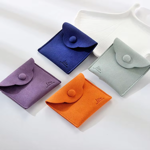 Customize Microfiber Snap Button Closure Suede Jewelry Pouches Bags for Necklace Jewelry <b>Gift</b> - Product Image 2