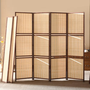 Paravent à 4 panneaux et paravent en bambou naturel, en pin, pour la séparation des pièces. - Product Image 5