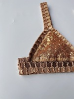 Handgemaakte gehaakte bikini set met bronzen pailletten OEM ODM groothandel fabrikant op maat gemaakte driehoekige badkleding voor merken