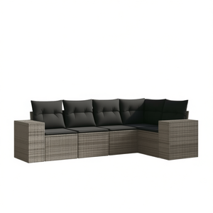 Conjunto de Sofás de Jardín de Ratán Gris Oscuro, 6 Plazas, Muebles de Exterior Resistentes a la Intemperie, Diseño Contemporáneo - Product Image 1