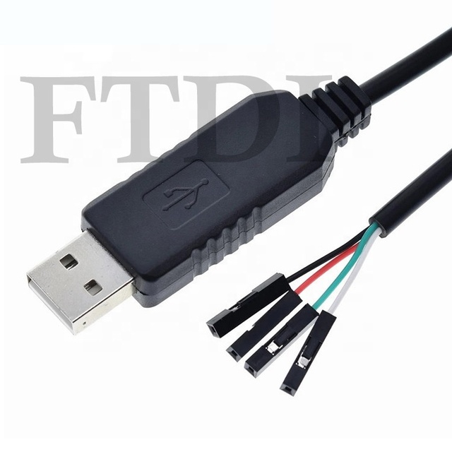 FTDI Chipset FT232 5V/3.3V USB 4-Pin Dupont UART TTL Serial Converter Cable Braid PVC Pure Copper Conductors for Raspberry Pi
