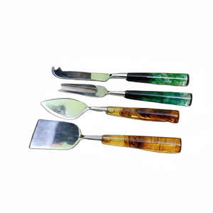 Ensemble de couverts suspendus créatifs de haute qualité couverts en résine d'acier inoxydable doré pour les fêtes cuillère jetable couteau vaisselle - Product Image 1