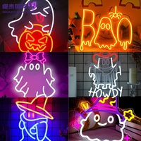 Insegna LED Neon Divertente a Forma di Fantasma con Sedere per Halloween, Luce LED Neon USB per Feste di Halloween, Decorazione Murale per Casa, Regalo per Amici