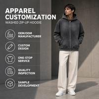 Fabricant de sweats à capuche zippés pour hommes, personnalisés OEM, style vintage, délavés, effet usé, premium, style urbain, 100% coton, finition rétro délavée