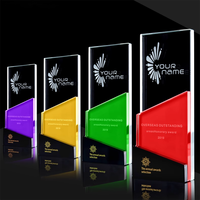 Trophée en cristal personnalisé créatif, coloré et gravé, récompense exceptionnelle pour cadeau souvenir de réunion annuelle, vente en gros d'usine