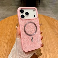 Coque de téléphone magnétique entièrement ornée de strass pour iPhone 17 Pro Max 18 Pro 16 15 Pro Max 14 Plus 14 13 11, étui scintillant effet diamant