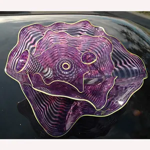 Popular Selling Luxurious Art and Craft Purple Glass Bowl Hand Blown Showroom Decorations for Home