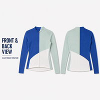 Maillot de cyclisme personnalisé pour femme à manches longues et fermeture éclair intégrale, avec blocs diagonaux contrastants, idéal pour les compétitions de cyclisme sur route