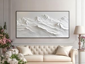 <span class=keywords><strong>Peinture</strong></span> à l'huile abstraite texturée 3D faite à la main sur toile, encadrée, représentant une <span class=keywords><strong>montagne</strong></span>, pour décoration de salon, nature - Product Image 3