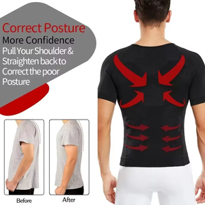 Hommes Body Toning T-<span class=keywords><strong>Shirt</strong></span> Body Shaper Correctif Minceur <span class=keywords><strong>Posture</strong></span> Ventre Graisse Contrôle Compression Slim Corset Homme Modélisation Sous-Vêtements - Product Image 5