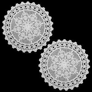 Exircy - Manteles Individuales Redondos de Encaje Hechos a Mano, Blancos, de 10 Pulgadas, para Decoración de Mesa - Product Image 1