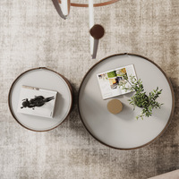 Table basse convertible FlexHabitr moderne blanche et orange, meubles Foshan pour salle à manger, fabriquée en pierre
