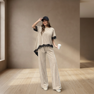 Costume Mybeefashion Oysho avec détail en dentelle - Beige - Product Image 3