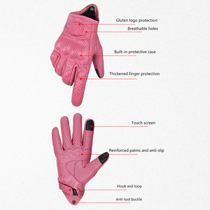 Gants de moto en cuir rose <span class=keywords><strong>pour</strong></span> femmes CE, gants de scooter à doigts complets, gants de vélo électrique, gants de motocross, gants de course - Product Image 3