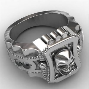 Bague tête de crâne style gothique punk pour hommes, bijoux et accessoires de mode hip-hop - Product Image 2