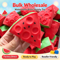 Jouet Squishy en Gros Pastèque Simulée Effet Craquant avec Blocs de Construction, Jouet Anti-Stress à Rebond Lent avec Son de Craquement