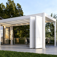 Pergola Grande Taille Personnalisée en Aluminium à Lames Orientables Écologique Anti-UV avec Toit Électrique Rabattable et Stores Enrouleurs Occultants Intégraux Robustes